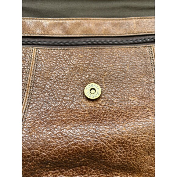 Fossil Brown Leather Crossbody Purse with Button Closure Gold Hardware - Picture 4 of 11